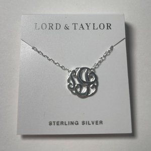 Silver Lord and Taylor J Intial Necklace